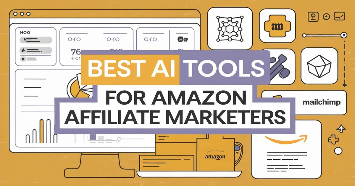 Image of a computer screen showing analytics: "Analytics dashboard displaying data insights from the best AI tools for Amazon affiliate marketers.